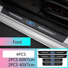 Set di 4 battitacco per auto in fibra di carbonio, protezione per porta, adesivi decorativi per pedali per auto compatibili con Ford