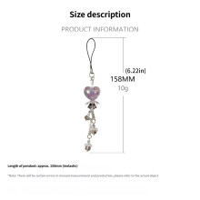 Fashionable Colorful Acrylic Phone Strap with Heart Flower-Pink