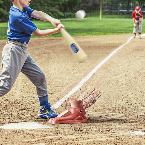 Automatic Ball Machine Toy Kids Baseball Pitching-pink 3 goals 2