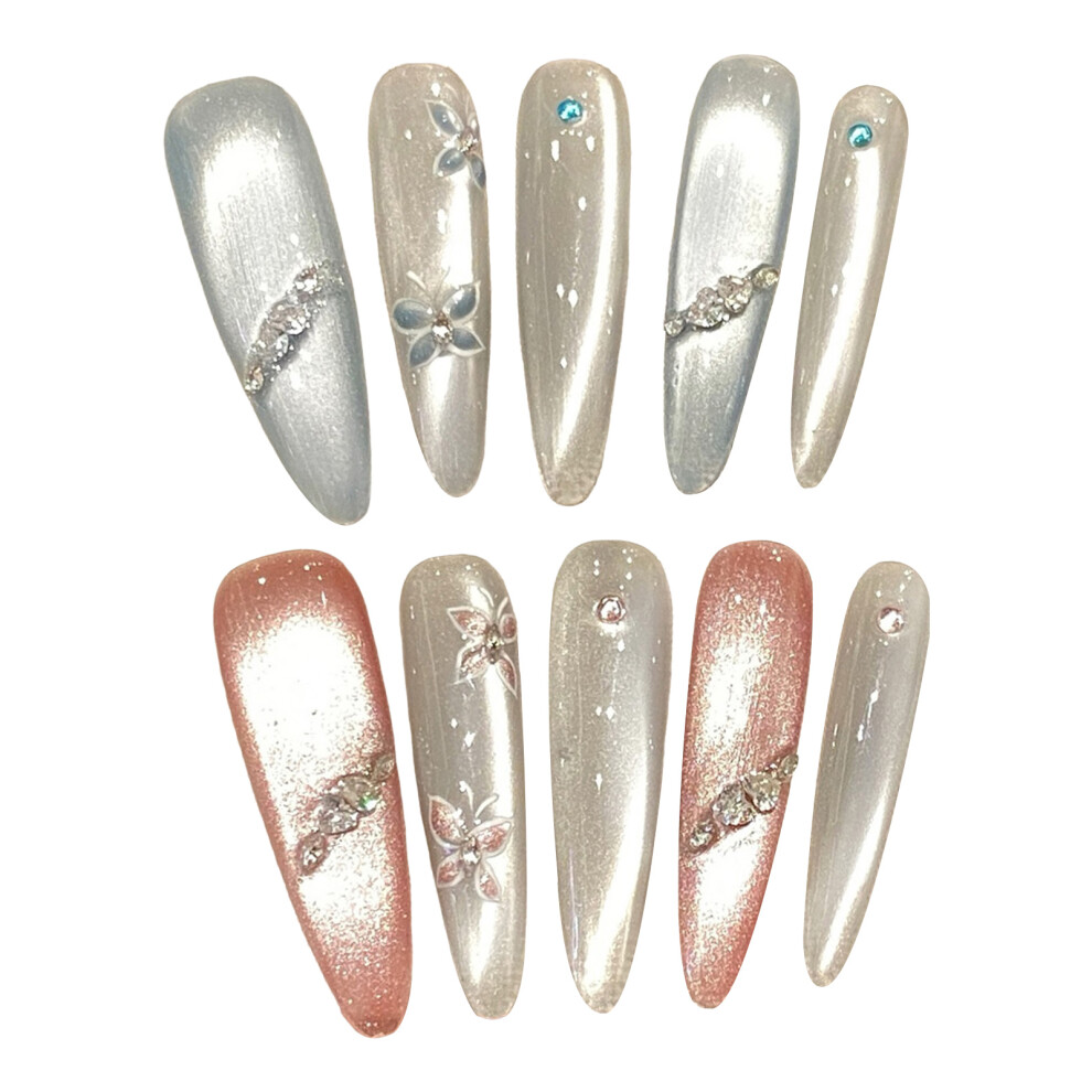 Dcph-Clothing (Xs) Handmade Cat Eye False Nails - 10Pcs