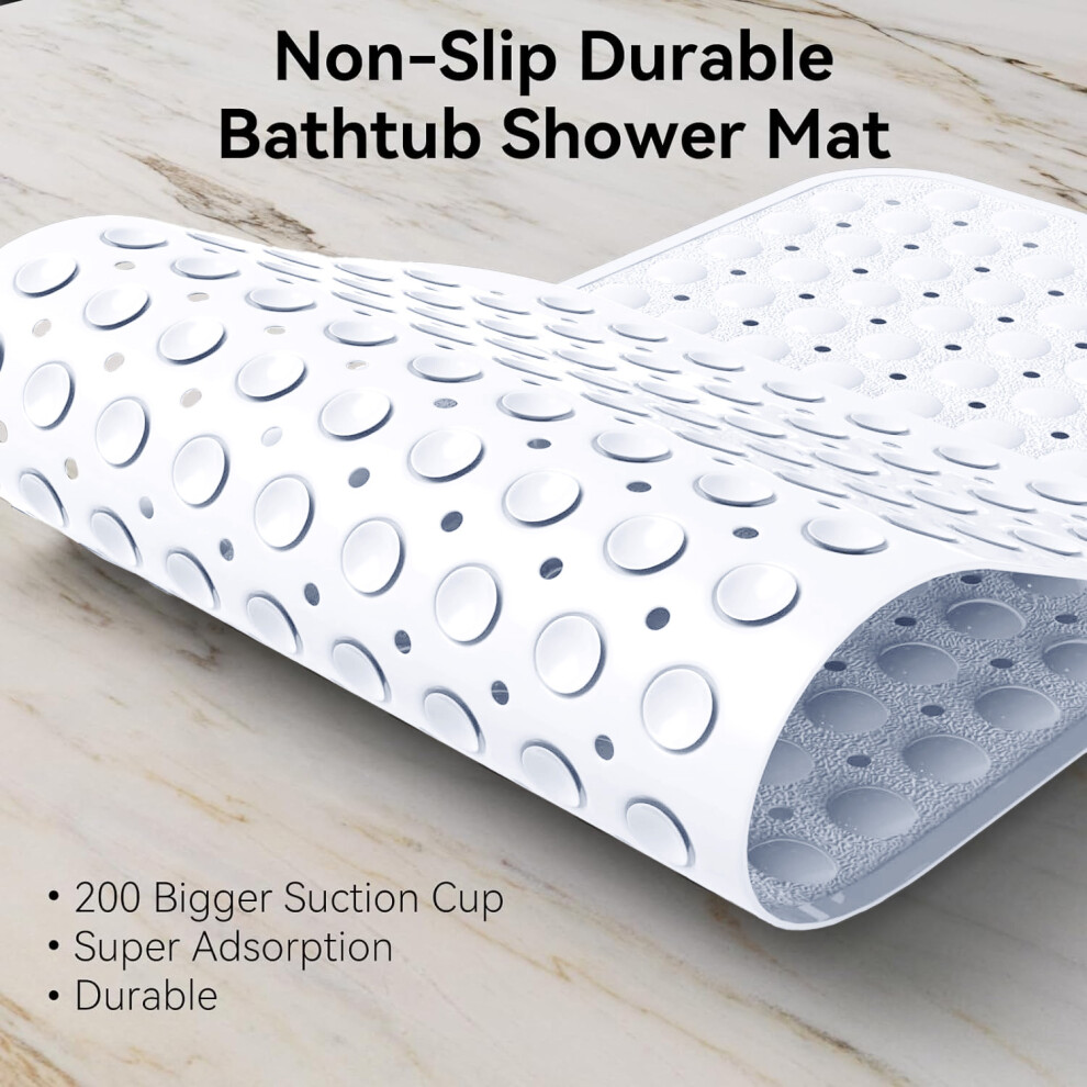 Imperial Rooms (40 X 100 Cm, Shower/Bath Mat) Bath Tub Shower Mats Non Slip Large Strong Suction White