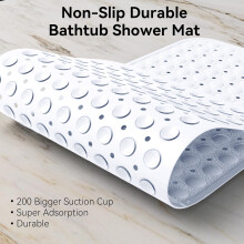 (40x100 CM, White) Extra Large Bath Mat Non Slip Bathtub Strong Suction Anti-Mold Rubber Shower Mats