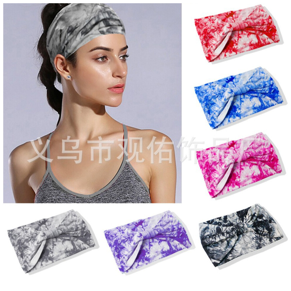 (6 pcs) Tie-Dye Yoga Headband for Women â Wide Sweat-Absorbing Sports Headband
