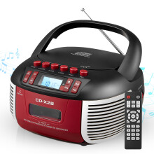 (Red) Portable Bluetooth Boombox with Cassette, CD, FM Radio & 5V Power Supply