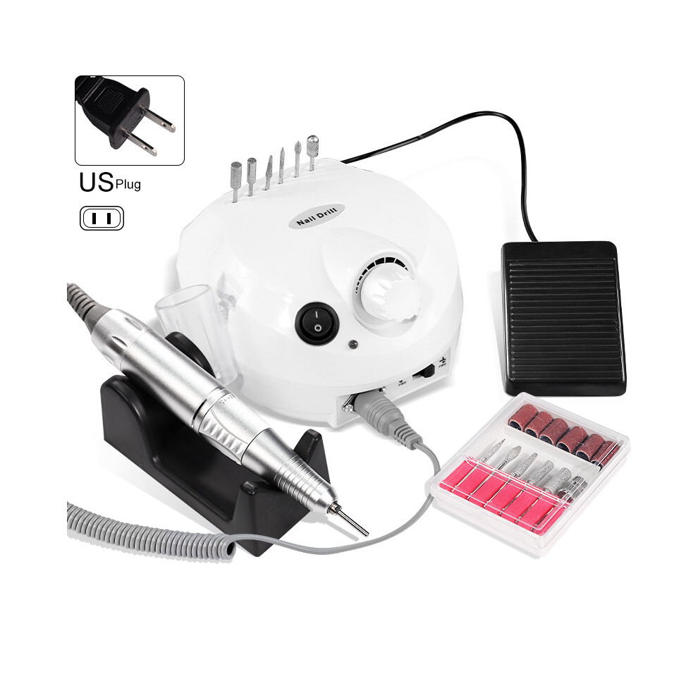 (White US Standard) Nail Grinder 35000 RPM Electric Nail Removal Machine with Grinding Head Kit