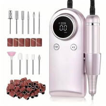 (Champagne Gold) MS-901 Rechargeable Nail Drill: Portable High-Speed Professional Dead Skin Remover Kit