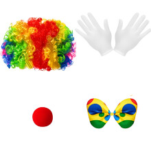 (Set 2) Halloween Adult Clown Cosplay Performance Costume Set with Wig & Suit