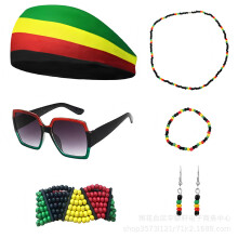 (Style 4) Vintage Festival Costume Set: Personalized Fisherman Hat, Bracelet, Necklace & Glasses
