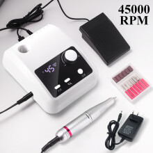 (White (US standard)) 45000 RPM 204 Electric Nail File Lightweight Nail Care & Polish Grinder Kit