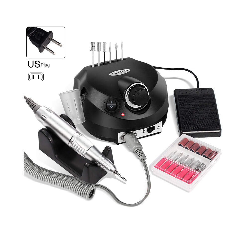 (Black US Standard) Nail Grinder 35000 RPM Electric Nail Removal Machine with Grinding Head Kit