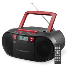 (Black, Australian Standard) Bærbar boombox med CD, Bluetooth, kassettspiller og FM-radio