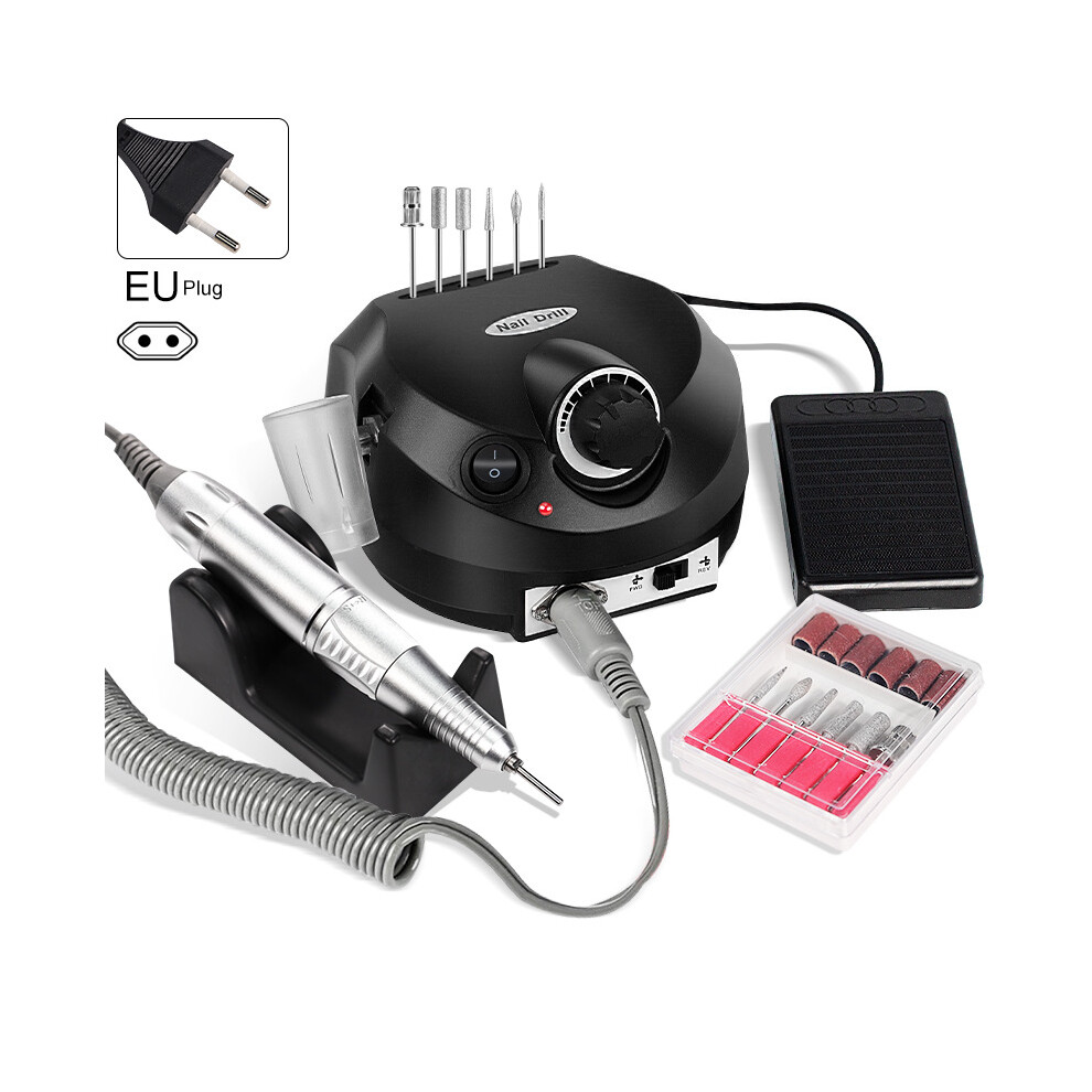 (Black EU Standard) Nail Grinder 35000 RPM Electric Nail Removal Machine with Grinding Head Kit