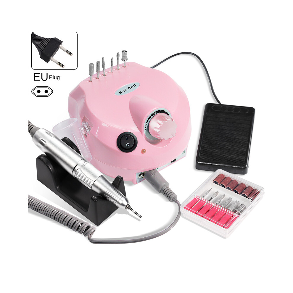 (Pink EU Standard) Nail Grinder 35000 RPM Electric Nail Removal Machine with Grinding Head Kit