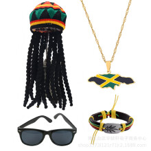 (Style 6) Vintage Festival Costume Set: Personalized Fisherman Hat, Bracelet, Necklace & Glasses
