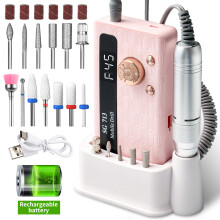 (Pink) SG713 Cordless Nail Grinder & Polisher Rechargeable Dead Skin Remover Kit