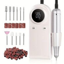 (White) MS-901 Rechargeable Nail Drill: Portable High-Speed Professional Dead Skin Remover Kit