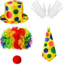 (Set 10) Halloween Adult Clown Cosplay Performance Costume Set with Wig & Suit