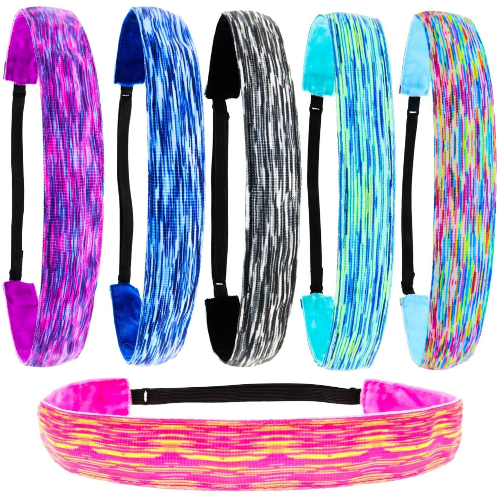 (A) Kids Tie-Dye Headband, Rainbow Gradient Sports Non-Slip Hairband, Hair Accessories