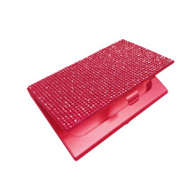 (Red) Metal Rhinestone Business Card Holder & Sparkle Business Card Box