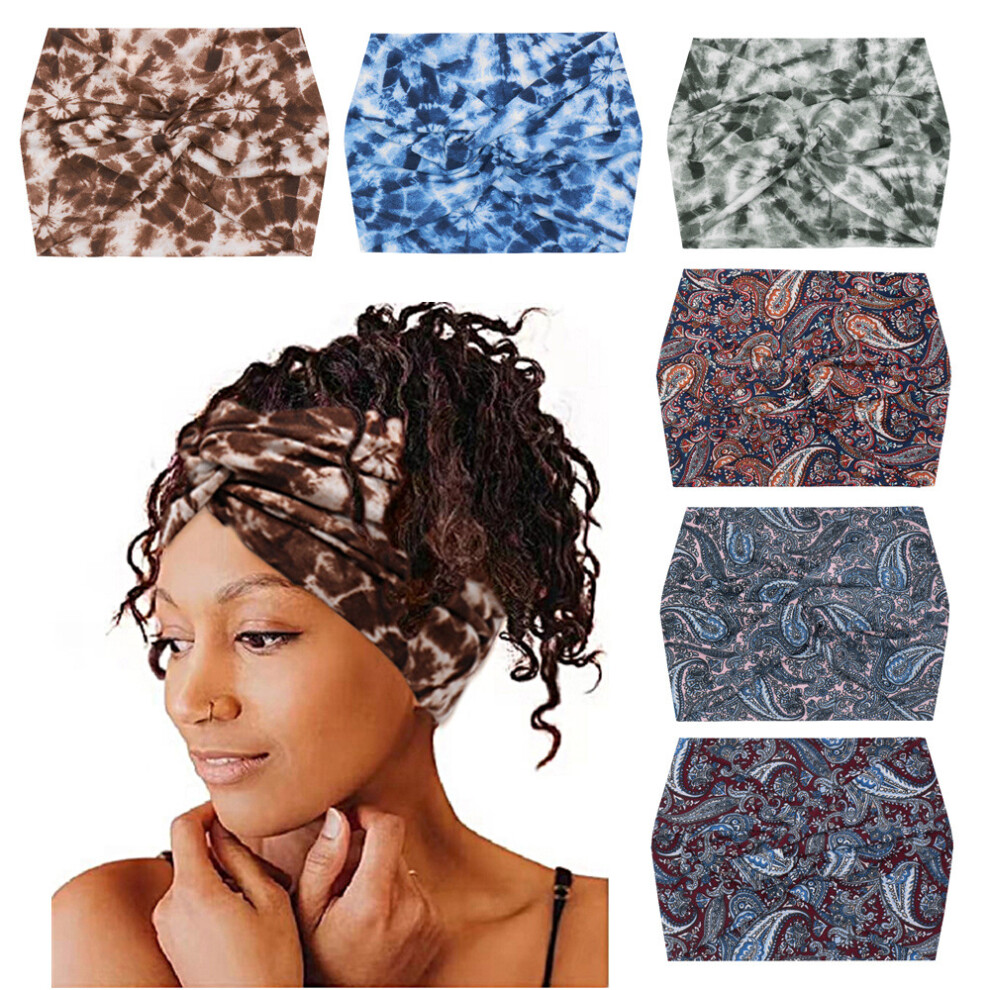(B) Women's 18CM Wide Yoga Headband Elastic Running Hairband Sports Headscarf