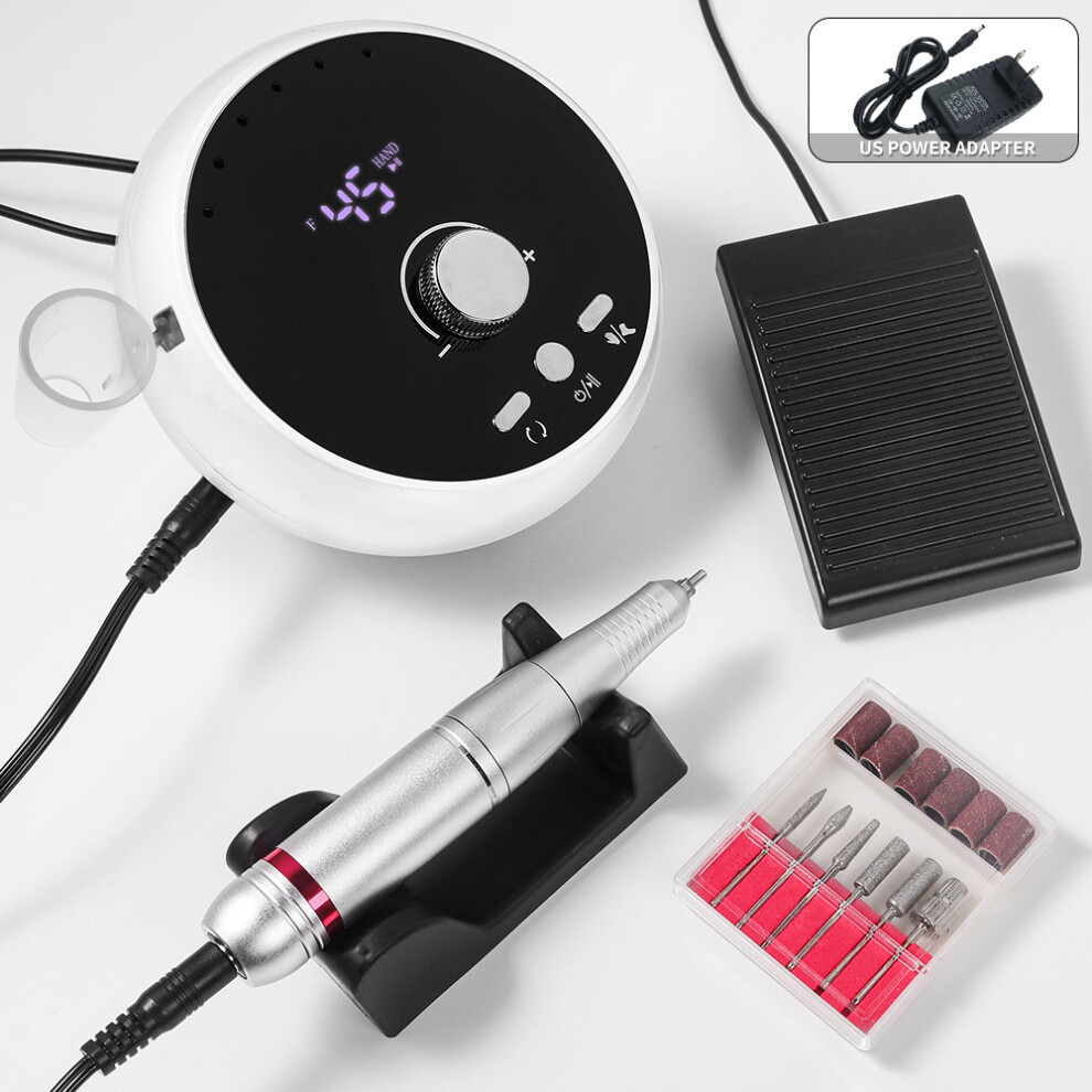 (White (US standard)) 45000 RPM 203 Electric Nail File Lightweight Nail Care Polishing Machine