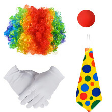 (Set 2) Halloween Adult Clown Cosplay Performance Costume Set with Role-Playing Wig Accessories