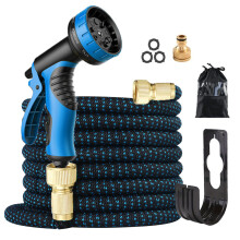(Black and Blue Suit, 50FT) Car Wash High-Pressure Water Gun Set for Garden Hose & Landscape Watering, Portable Expandable Kit