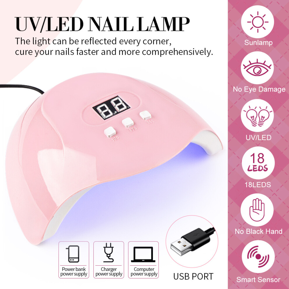 Pink (Pink) X5 Smart Lotus Uv Nail Lamp Â Auto Cure, High Power, Durable Handheld Gel Polish Dryer