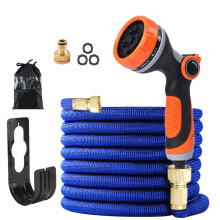 (Blue Set, 25FT) Ausziehbarer Zauber-Gartenschlauch mit Hochdruck-Wasserpistole für Autowäsche und Rasenbewässerung