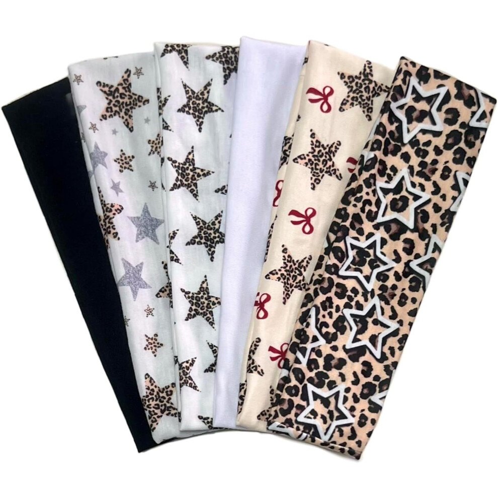 (Leopard print) Leopard Star Print Women's Yoga Headband, Elastic Running Sweatband, Absorbent Hair Accessories
