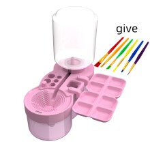 (Pink) Machine de nettoyage de brosses violettes avec nettoyant, brosse à peinture, drainage sous pression et alimentation en eau automatique