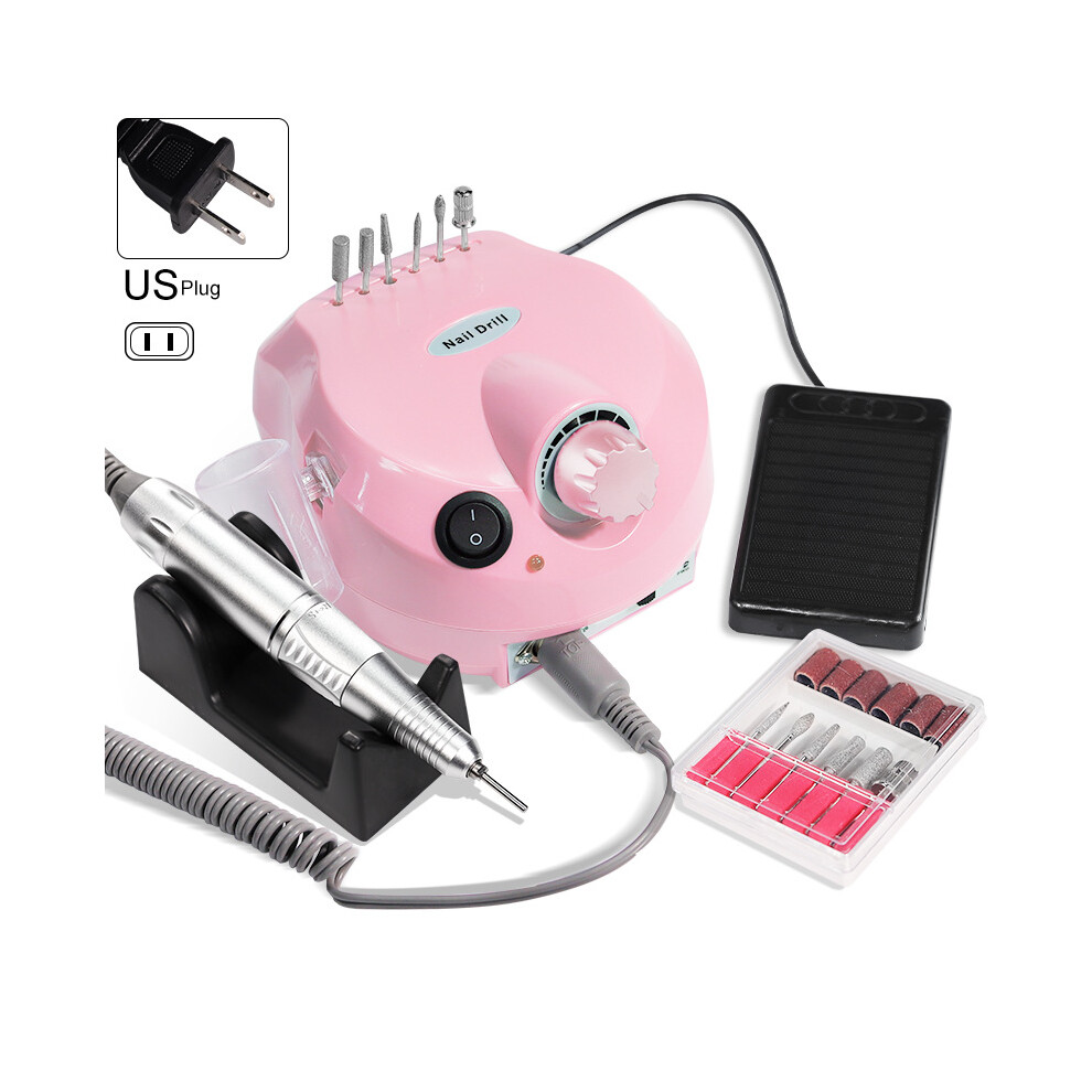 (Pink US Standard) Nail Grinder 35000 RPM Electric Nail Removal Machine with Grinding Head Kit