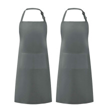 (Gray) Floral Neck Apron Set Kitchen Café Barbecue Workwear