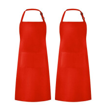 (Red) Floral Neck Apron Set Kitchen Café Barbecue Workwear