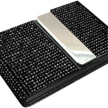(Black) Light Luxury Full Diamond Business Card Case for Women, Premium Portable Holder Kit