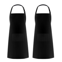 (Black) Floral Neck Apron Set Kitchen Café Barbecue Workwear