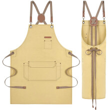 (Yellow) Canvas Minimalist Apron Kit Milk Tea Coffee Shop Barber Home Workwear