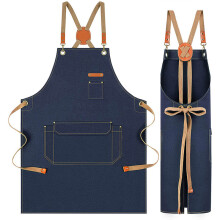 (Blue) Canvas Minimalist Apron Kit Milk Tea Coffee Shop Barber Home Workwear