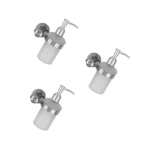 3Pcs Transparent Window Silver Wall Mounted Liquid Soap Dispenser Pump 2