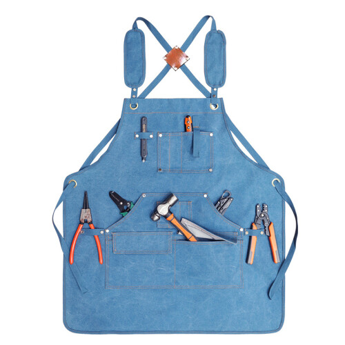 (Light blue) Minimalist Heavy Canvas Tool Apron Carpentry, Electrical & Gardening Work