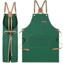 (Green) Canvas Minimalist Apron Kit Milk Tea Coffee Shop Barber Home Workwear