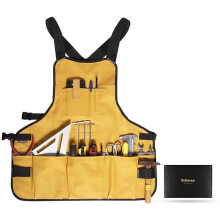 (Yellow) Heavy-Duty Thick Canvas Tool Apron with Multifunctional Pockets, Suitable Gardening, Electrician, Carpenter Workwear