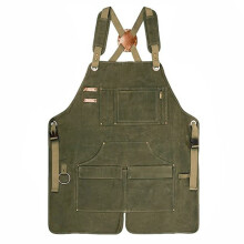 (Army green) Gewachste, strapazierfähige Segeltuchschürze mit Schulterschutz, verstellbare Passform für Holzbearbeitungsmechaniker
