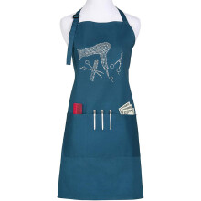 (Blue) Uniform Wool Neck Apron with Adjustable Shoulder Straps Barber Work Kit