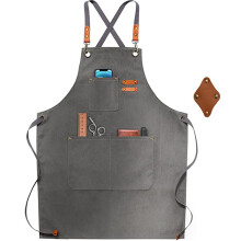 (Black-gray) Thick Canvas Apron Kit Coffee Shops, Barbers, Restaurant Kitchen & Milk Tea Shops