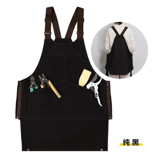 (Pure black) Electrician Carpenter Detachable Tool Vest, Sleeveless Pullover Apron with Large Pockets, Suitable Work