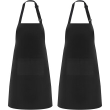 (Pure black) Adjustable Unisex Work Apron Dining & Coffee Shops, Suitable Printing & Embroidery