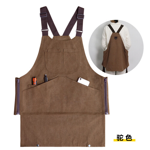 (Camel) Electrician Carpenter Detachable Tool Vest, Sleeveless Pullover Apron with Large Pockets, Suitable Work