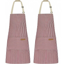 (Pink fine stripes) Regulowany fartuch roboczy unisex do restauracji i kawiarni, odpowiedni do nadruku i haftu