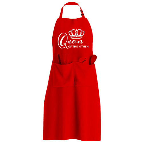 (Red Queen) Polyester Adjustable Neck Letter Apron, Holiday Gift Kitchen Apron Set Home